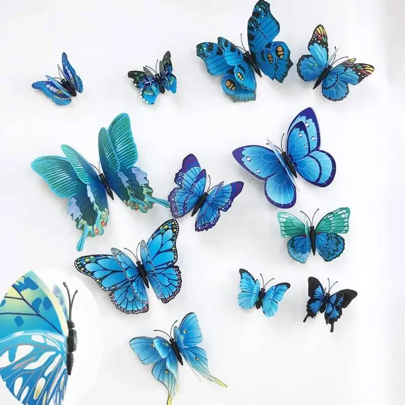 Art And Craft For Nursery - 12개 3D 컬러풀 나비 벽 스티커