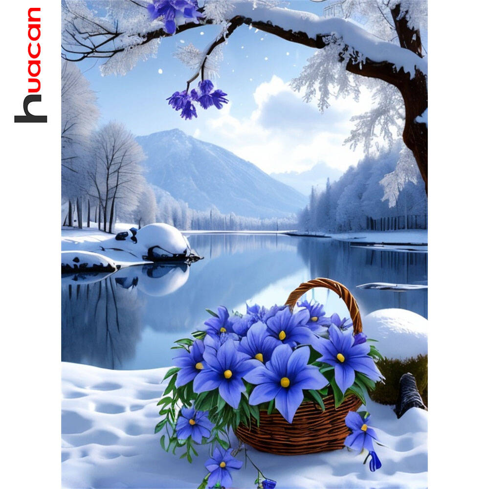 Art Craft Winter - Huacan 2025 다이아몬드 그림, 돌고래 하늘