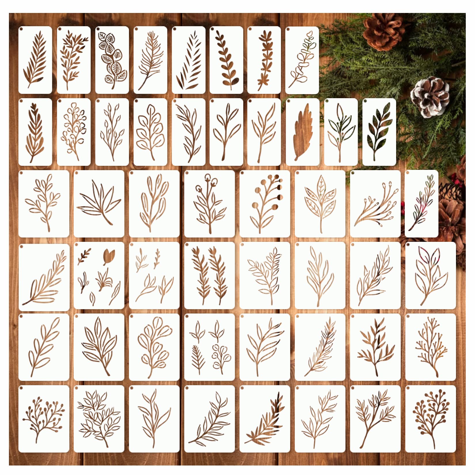 Art Craft Using Leaves - 50개의 공예용 잎 스텐실, 작은 잎과