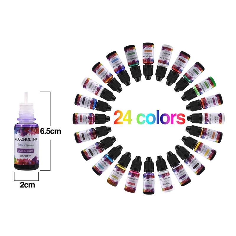 24 색/세트 10ml 수지 안료 아트 잉크 알코올 액 - Alcohol Ink Set 리뷰 및 가격