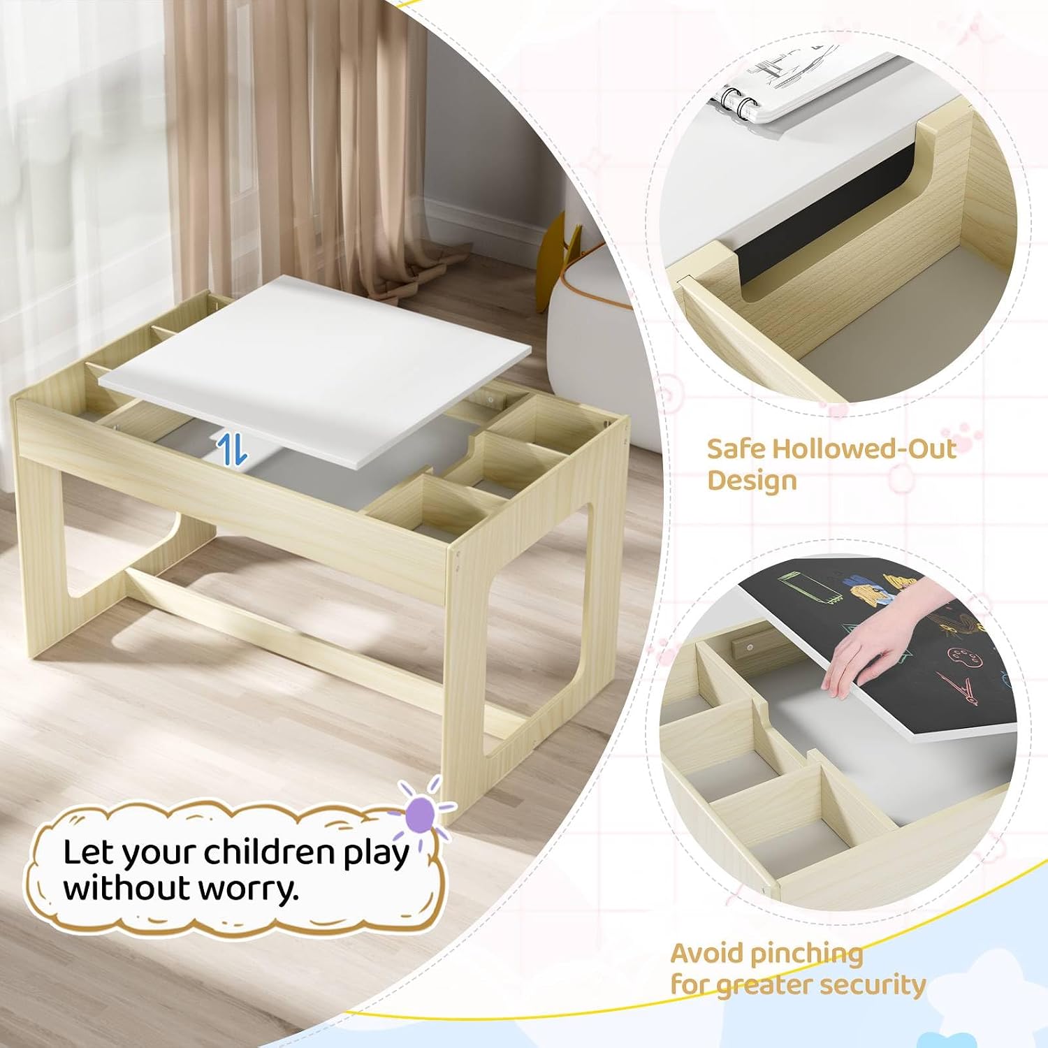 3 in 1 어린이용 미술 테이블 및 의자 세트, 칠판 - Art And Craft For Nursery 리뷰 및 가격