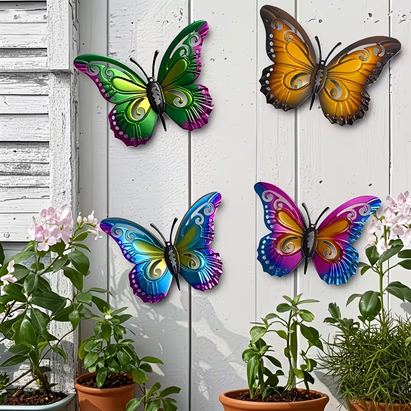 4개입 컬러풀한 금속 나비 조각상 벽 장식, 정원, 마 - Art Craft Butterfly 리뷰 및 가격