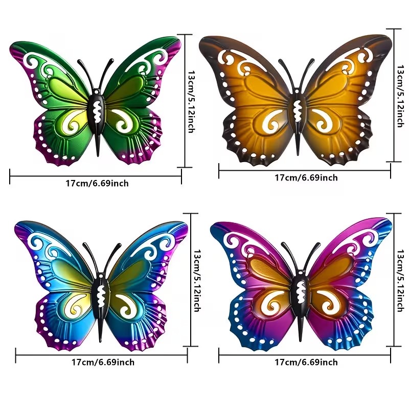4개입 컬러풀한 금속 나비 조각상 벽 장식, 정원, 마 - Art Craft Butterfly 리뷰 및 가격