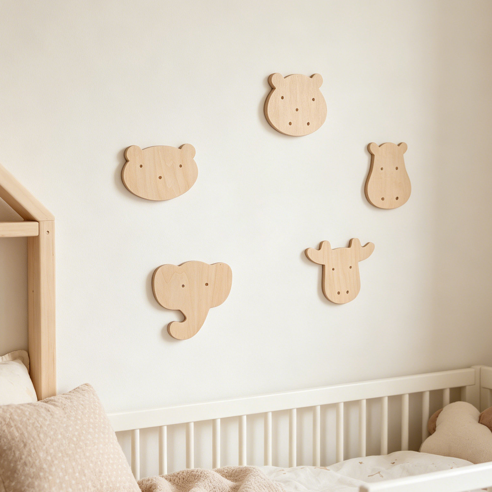 5개입 동물 모양 나무 벽 스티커, 천연 나뭇결 무마감 - Art And Craft For Nursery 리뷰 및 가격