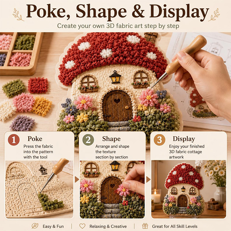 3D 버섯집 포케 아트 DIY 키트 패브릭 펀치 니들  - Art Craft Usa 리뷰 및 가격