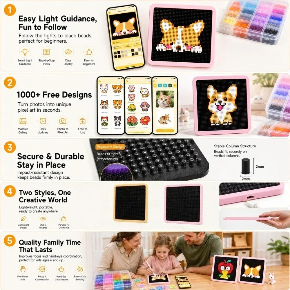 LED 스마트 퓨즈 비드 페그보드, 앱으로 조작하는 패 - Art Craft Usa 리뷰 및 가격