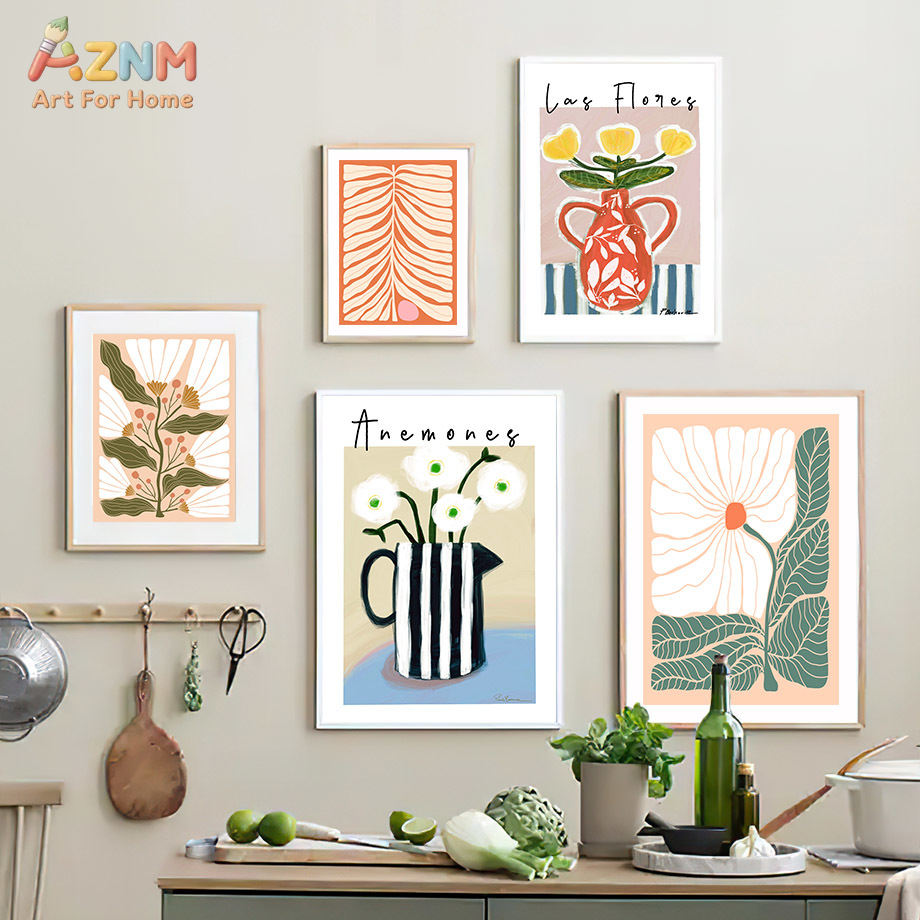 AZNM Boho 꽃무늬 캔버스 벽 예술 추상 꽃병 나 - Art Craft Butterfly 리뷰 및 가격