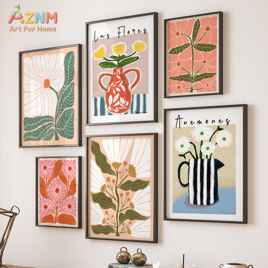 AZNM Boho 꽃무늬 캔버스 벽 예술 추상 꽃병 나 - Art Craft Butterfly 리뷰 및 가격